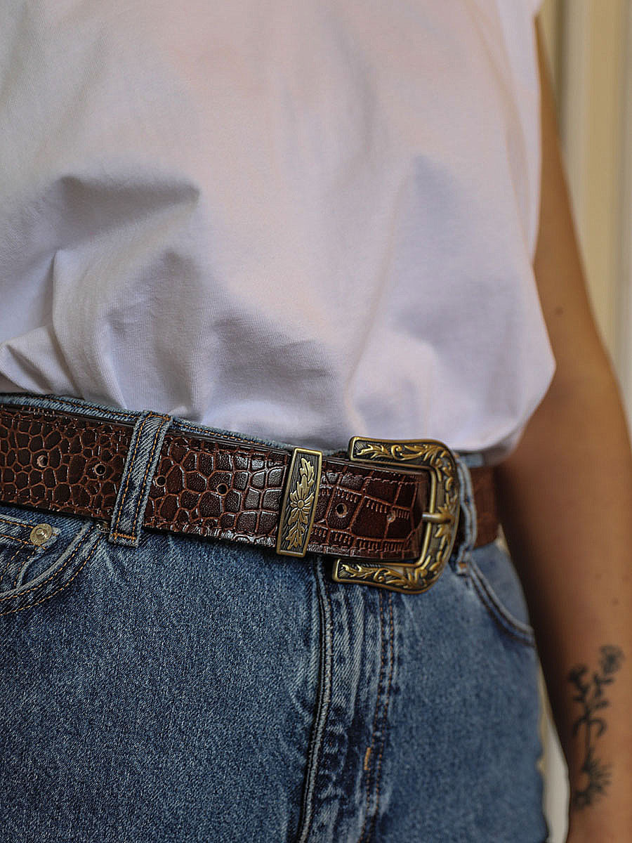 LaCeinture Western Alligator - Œil de Tigre