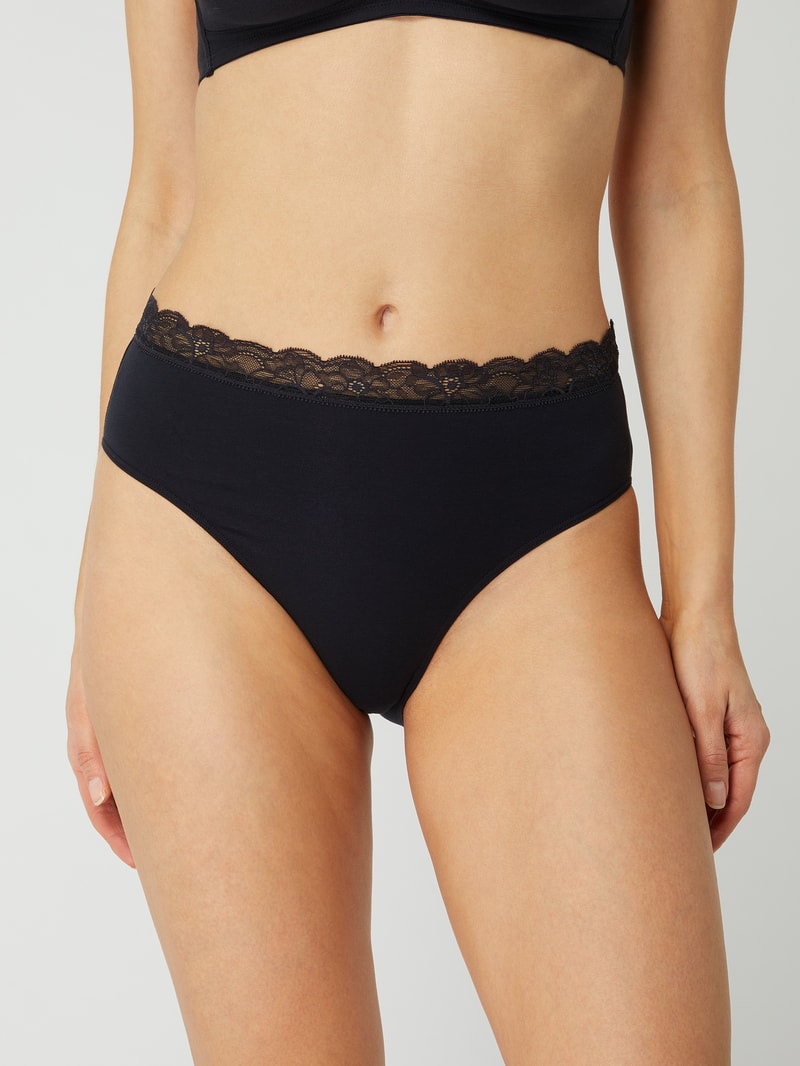Slip aus Single Jersey Modell 'Cotton Lace' in schwarz