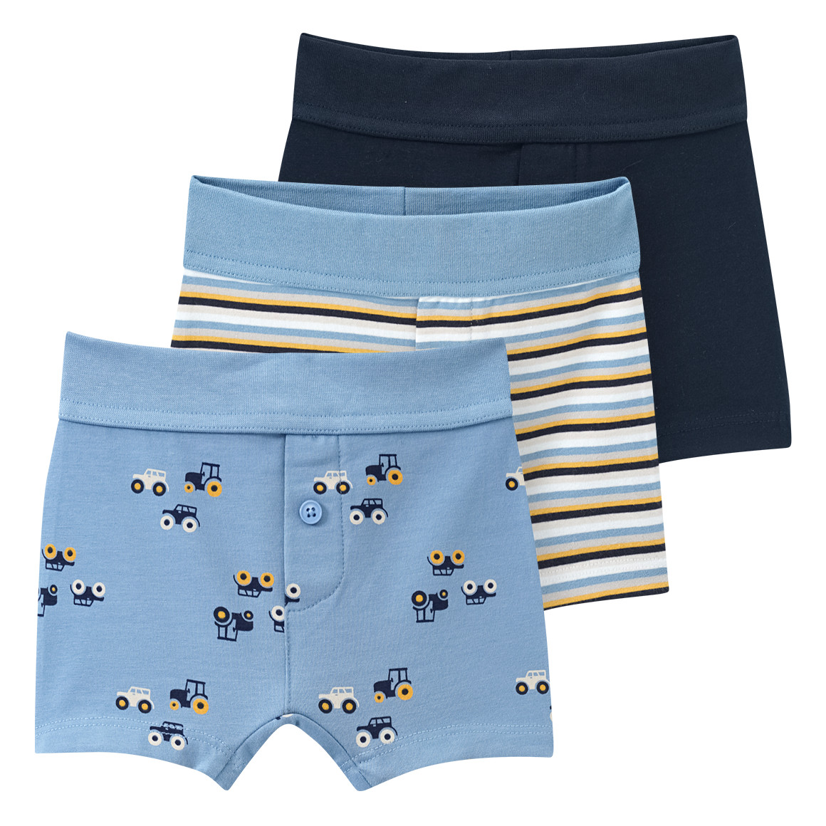 3 Baby Boxer mit Trecker-Motiven