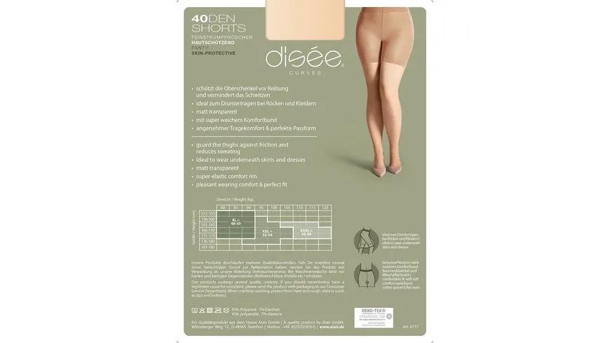disée Damen Panty Curves 40 DEN PUDER