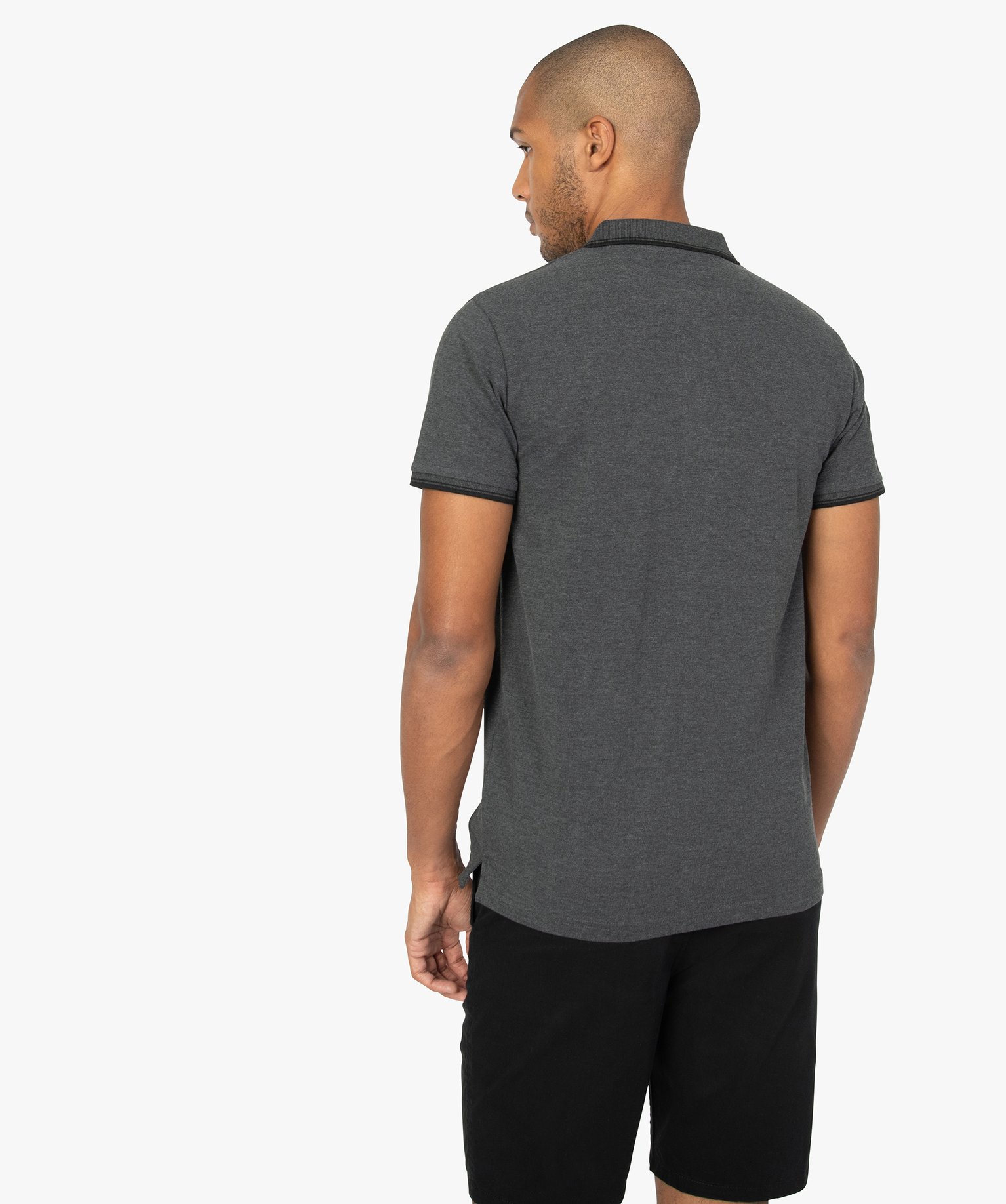 Polo homme à manches courtes 100% coton bio gris fonce | GEMO