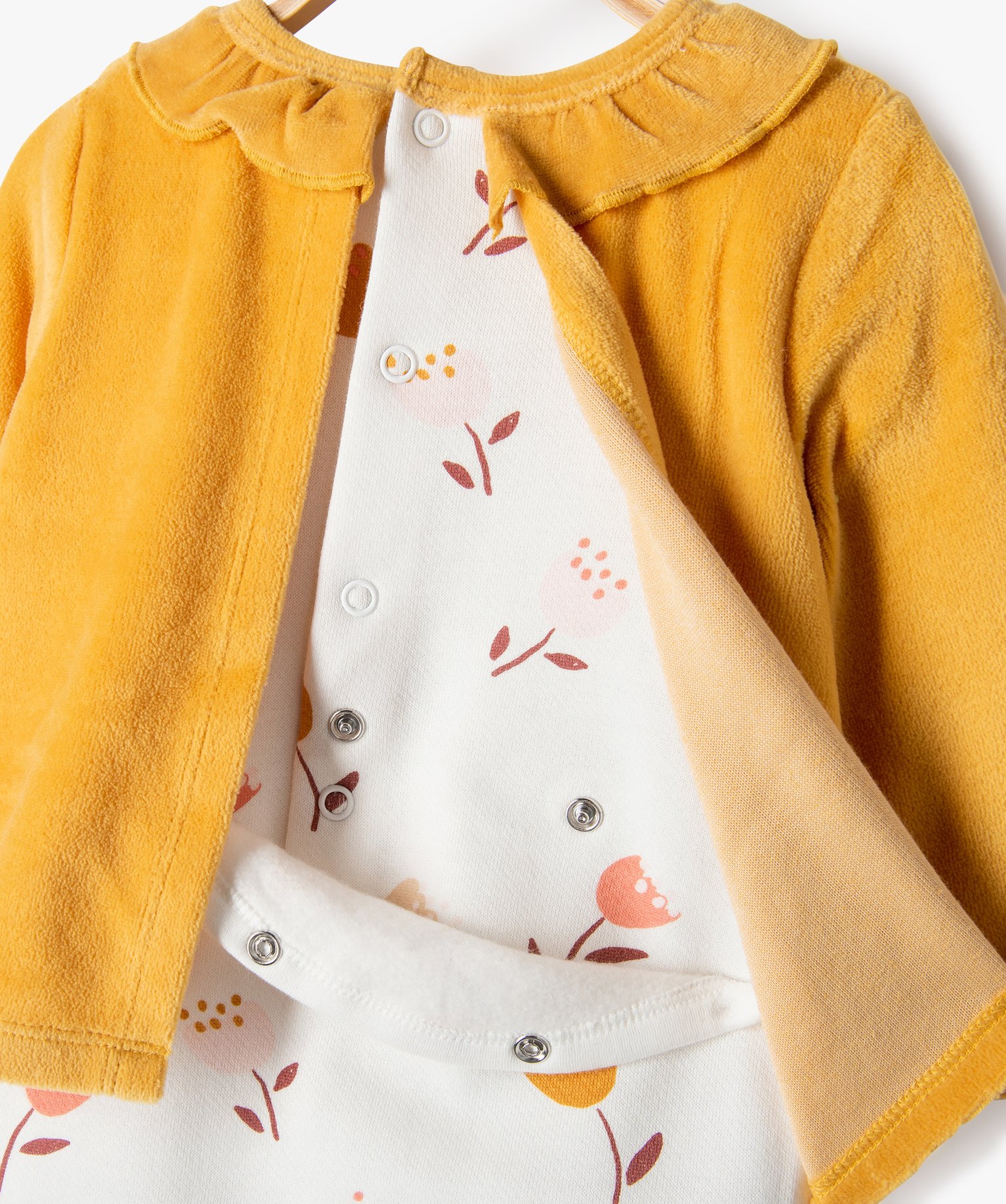 Pyjama bébé fille bimatières effet 2 en 1 jaune | GEMO
