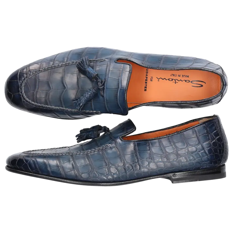 Santoni - Loafer 15608 Krokodilleder - blau