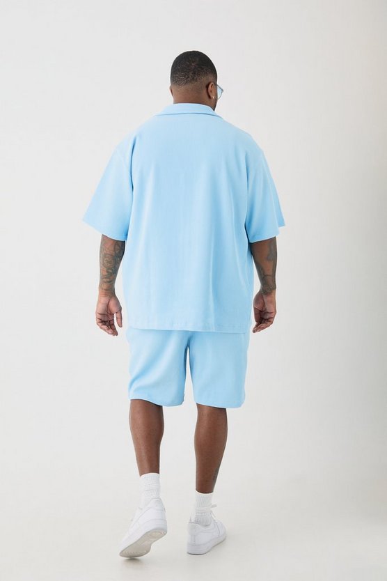Plus Hemd & Shorts in Blau