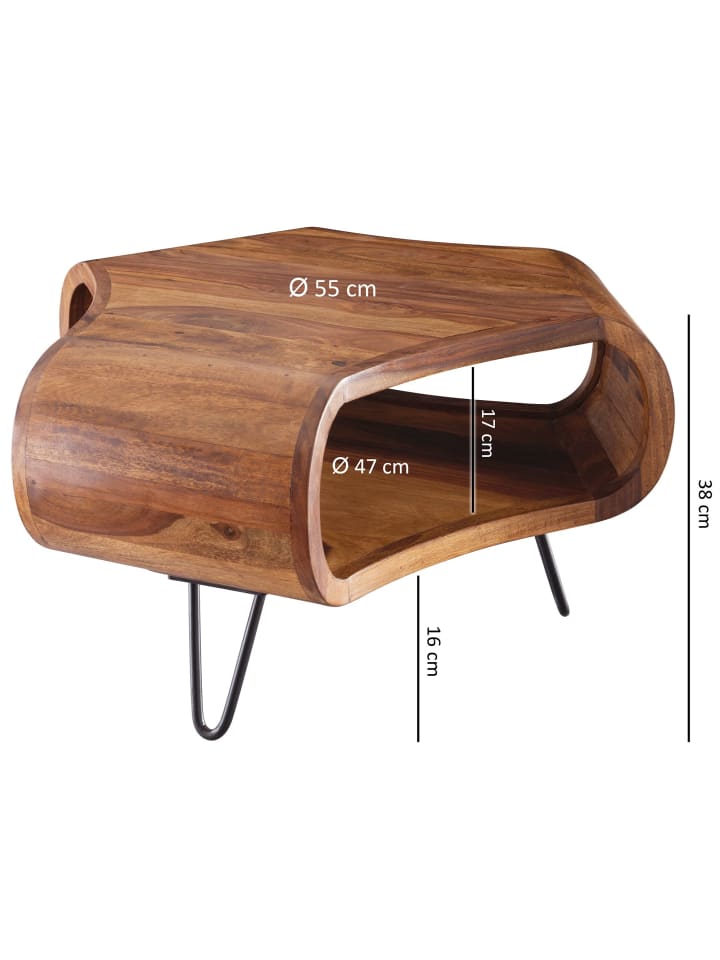KADIMA DESIGN Couchtisch | Sheesham, 55x55x38cm, Ablage, Metallgestell günstig kaufen onesize