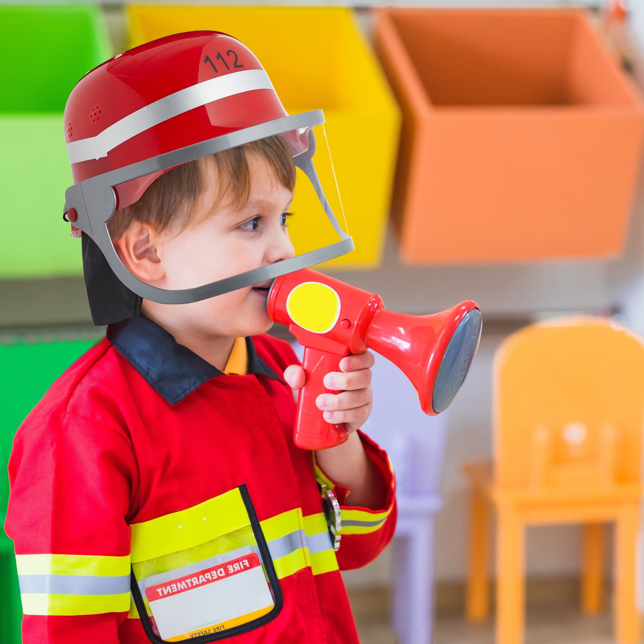 relaxdays Feuerwehrhelm Feuerwehrhelm Kinder rot