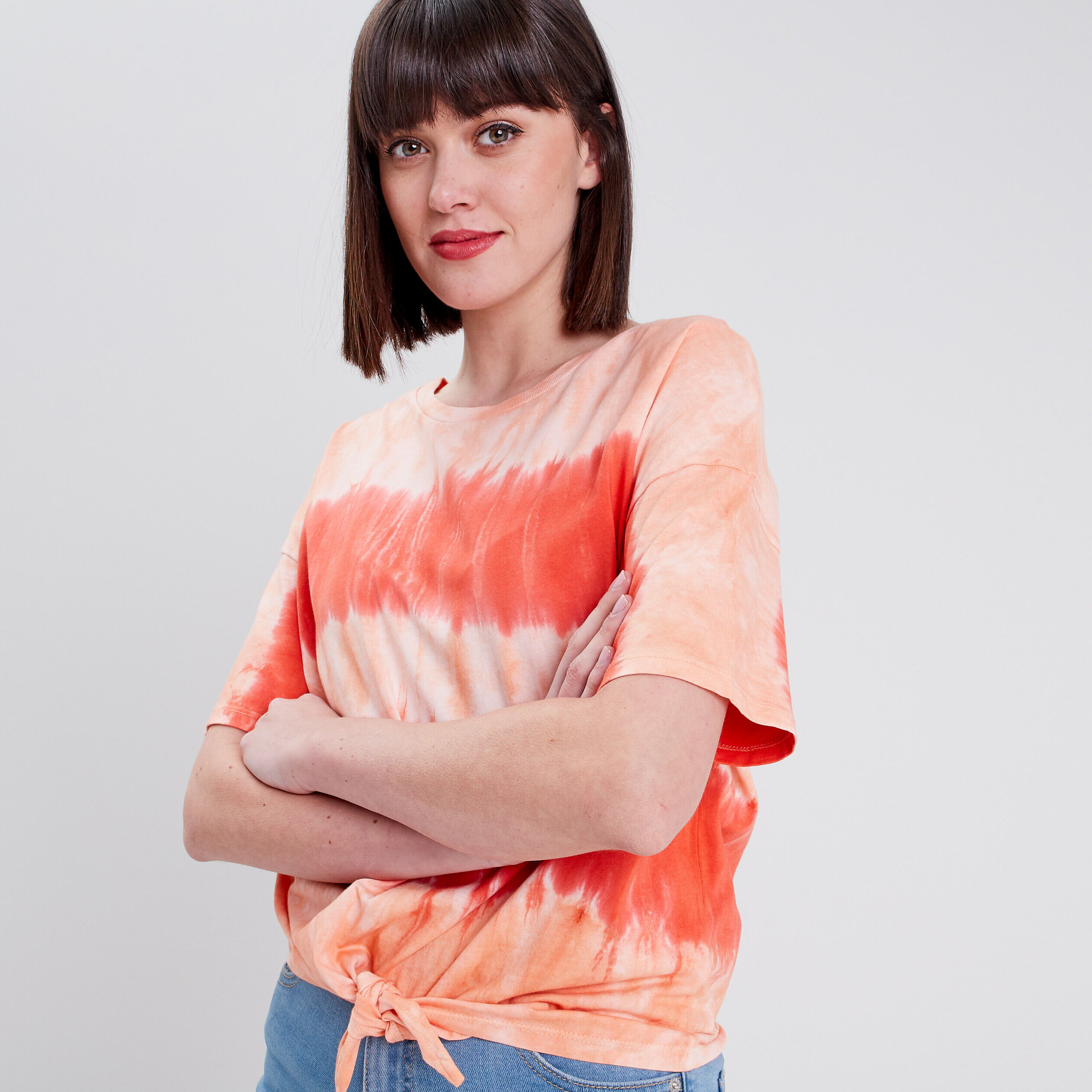 T-shirt large manches courtes ecru femme | Cache Cache