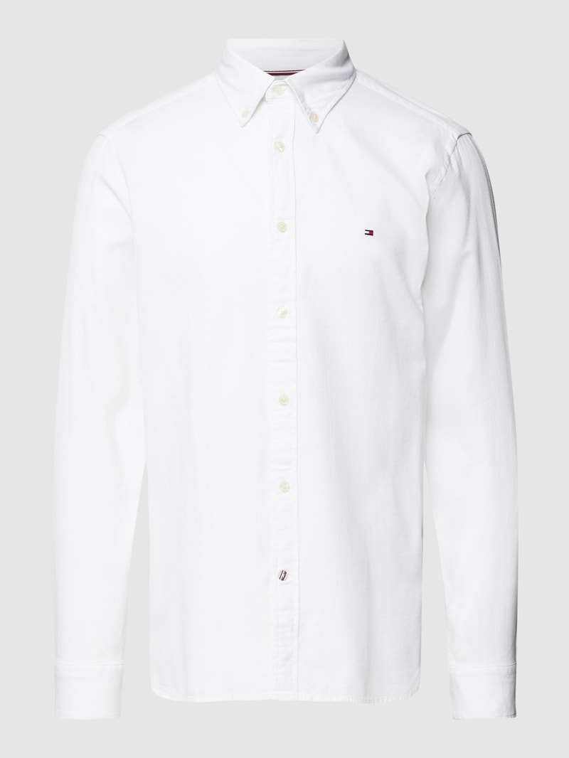 Freizeithemd mit Button-Down-Kragen Modell 'NATURAL' in weiß
