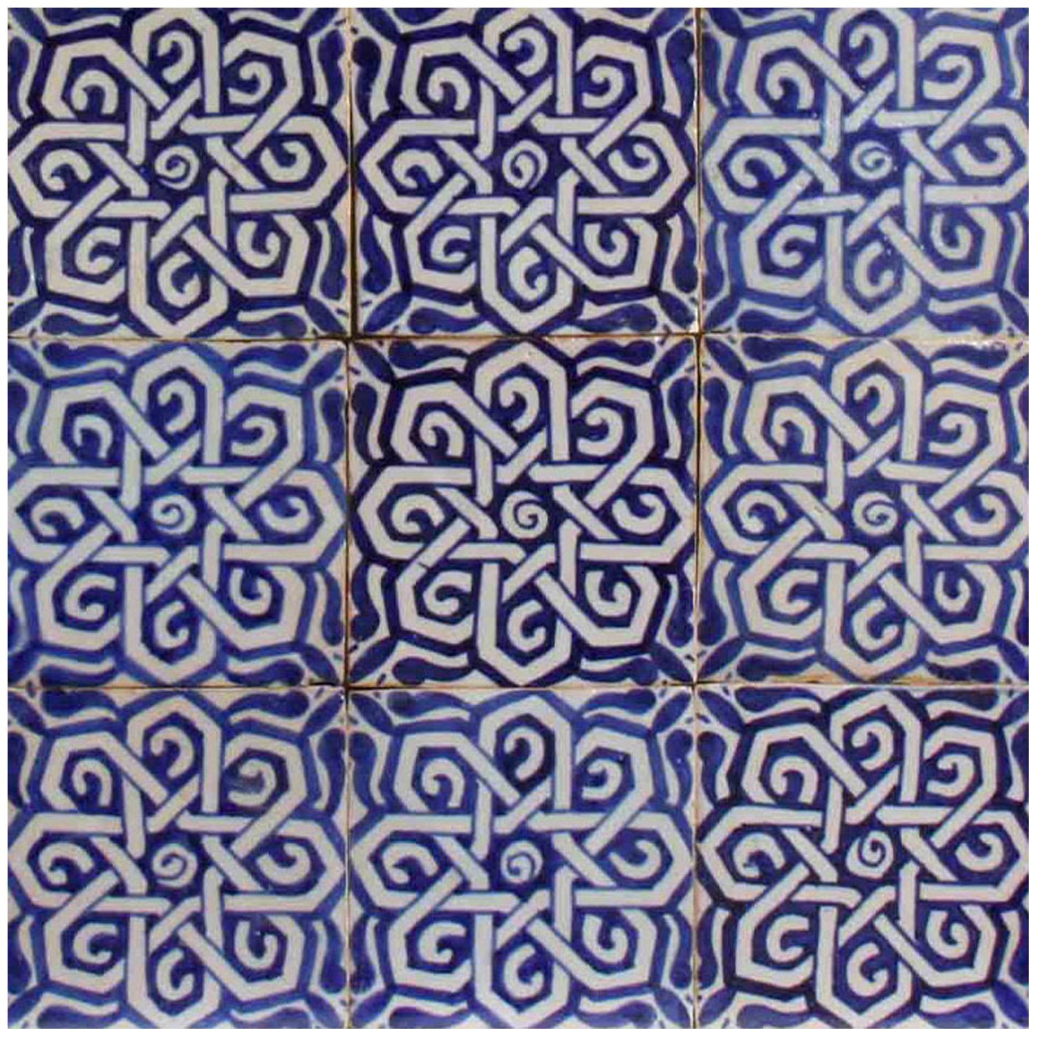 Casa Moro Keramik Wandfliese Marokkanische Fliese Farah 10x10 cm kunstvoll von Hand bemalt, Blau und Weiß, Kunsthandwerk aus Marokko FL7050