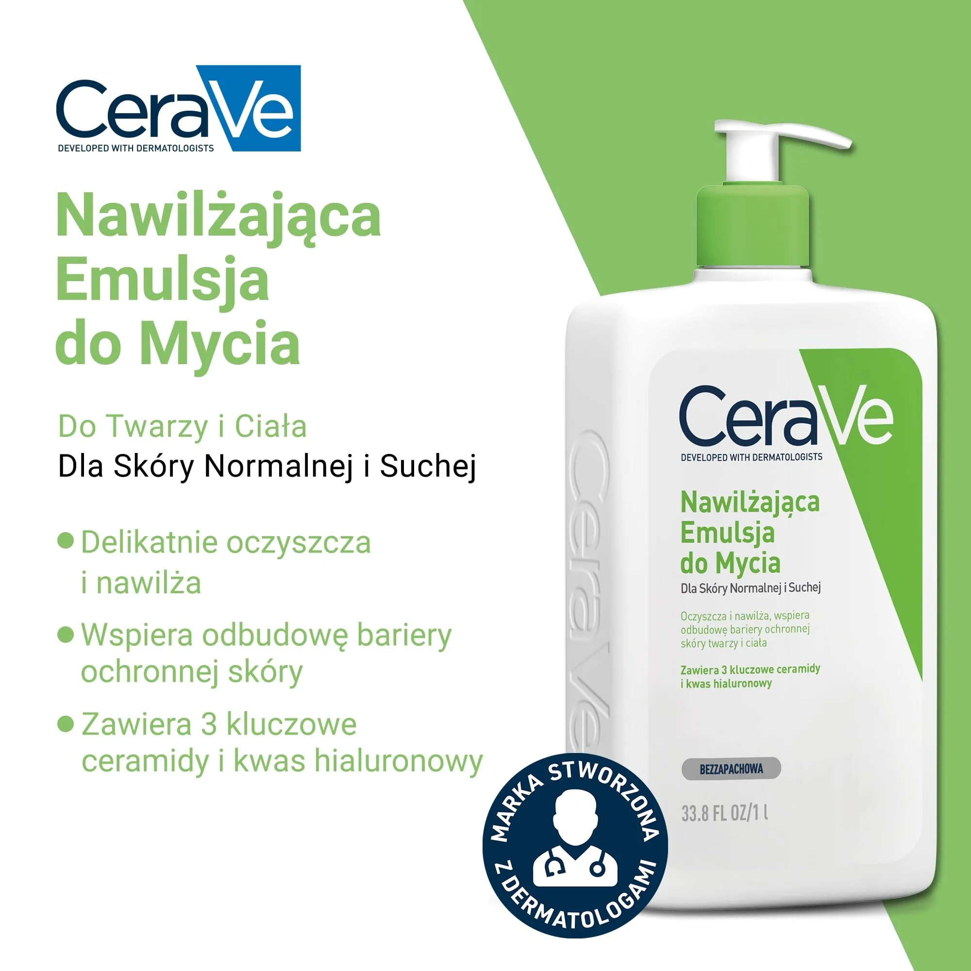 CeraVe hidratantna emulzija za čišćenje za suhu i normalnu kožu, 1000 ml