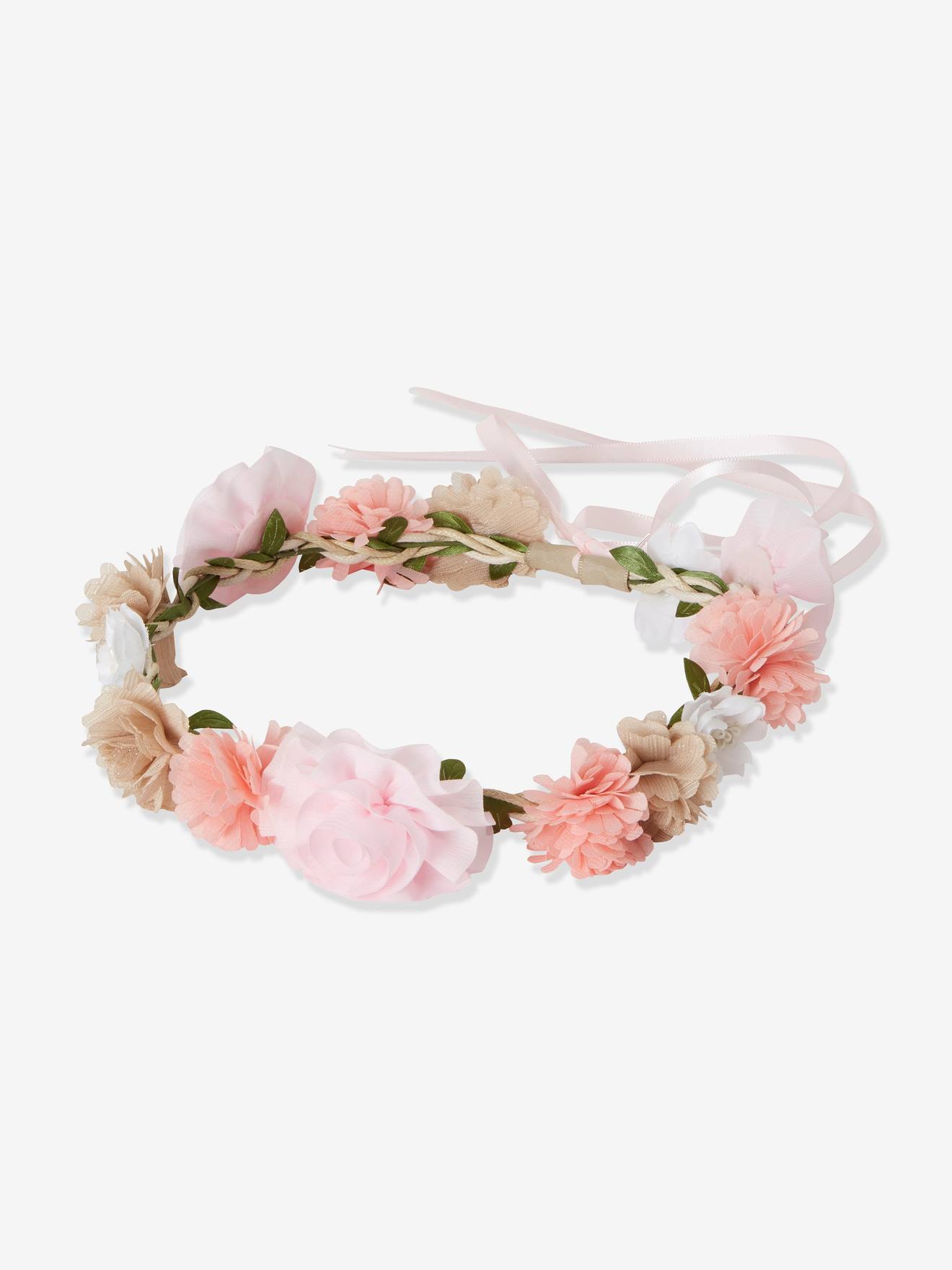 Couronne de fleurs roses fille eau de rose