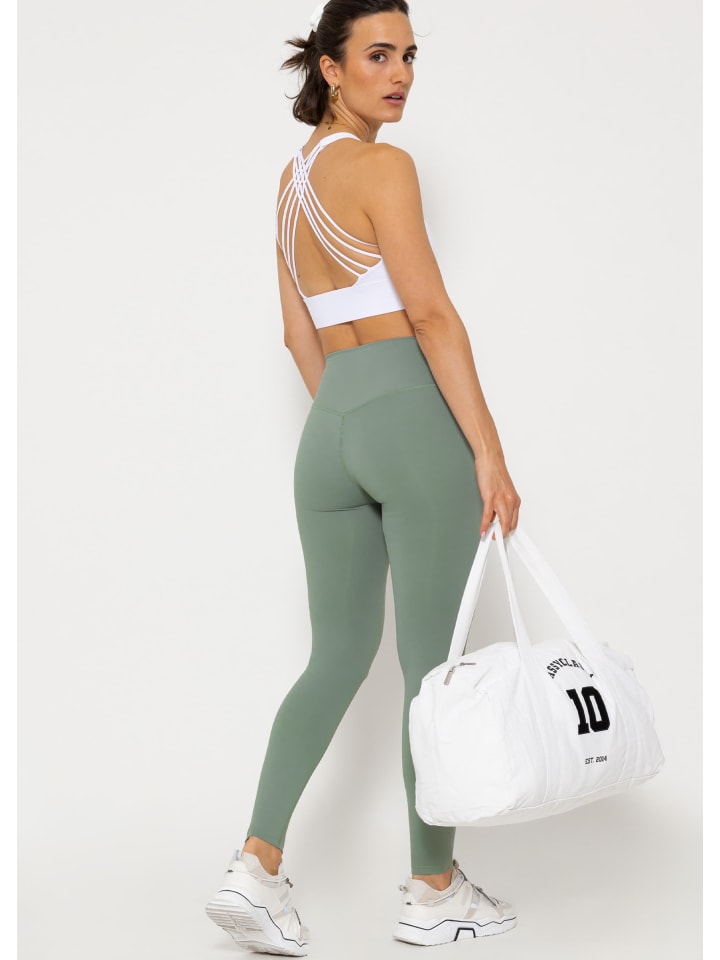 SASSYCLASSY Crop Sport-BH mit Kreuz Rücken in Weiß günstig kaufen