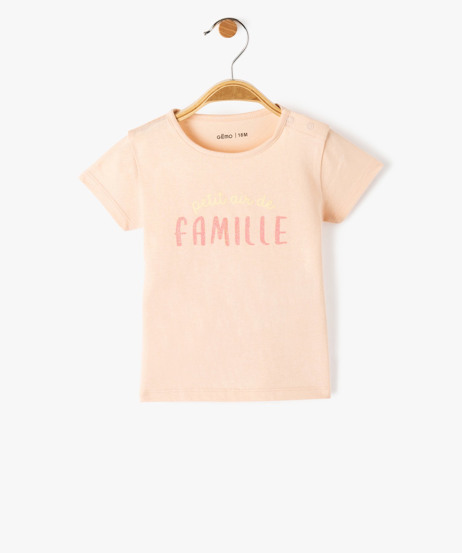 Tee-shirt bébé fille avec manches courtes et message paill... rose | GEMO
