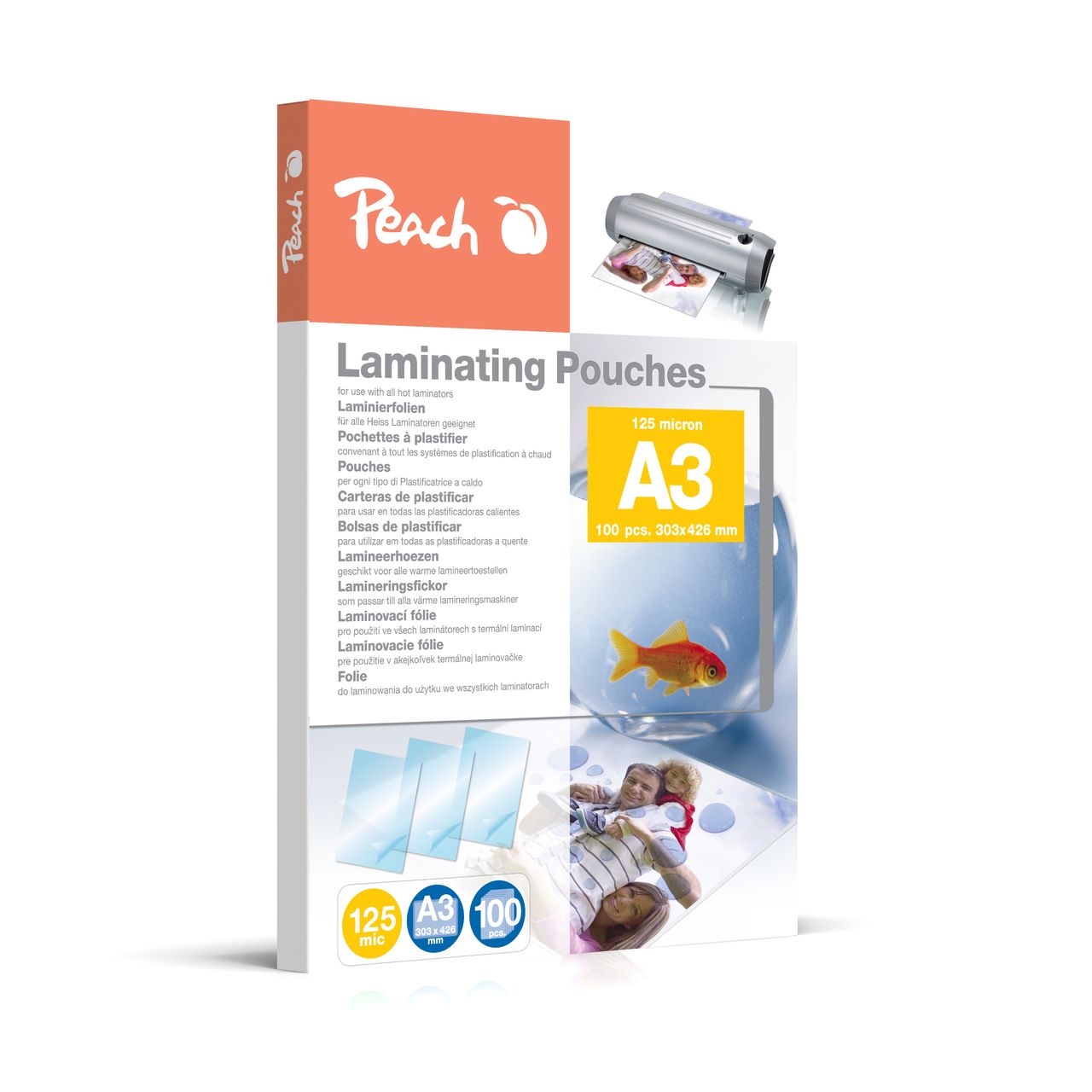 Peach Laminierfolien A3, 125 mic, glänzend, 100 Stück