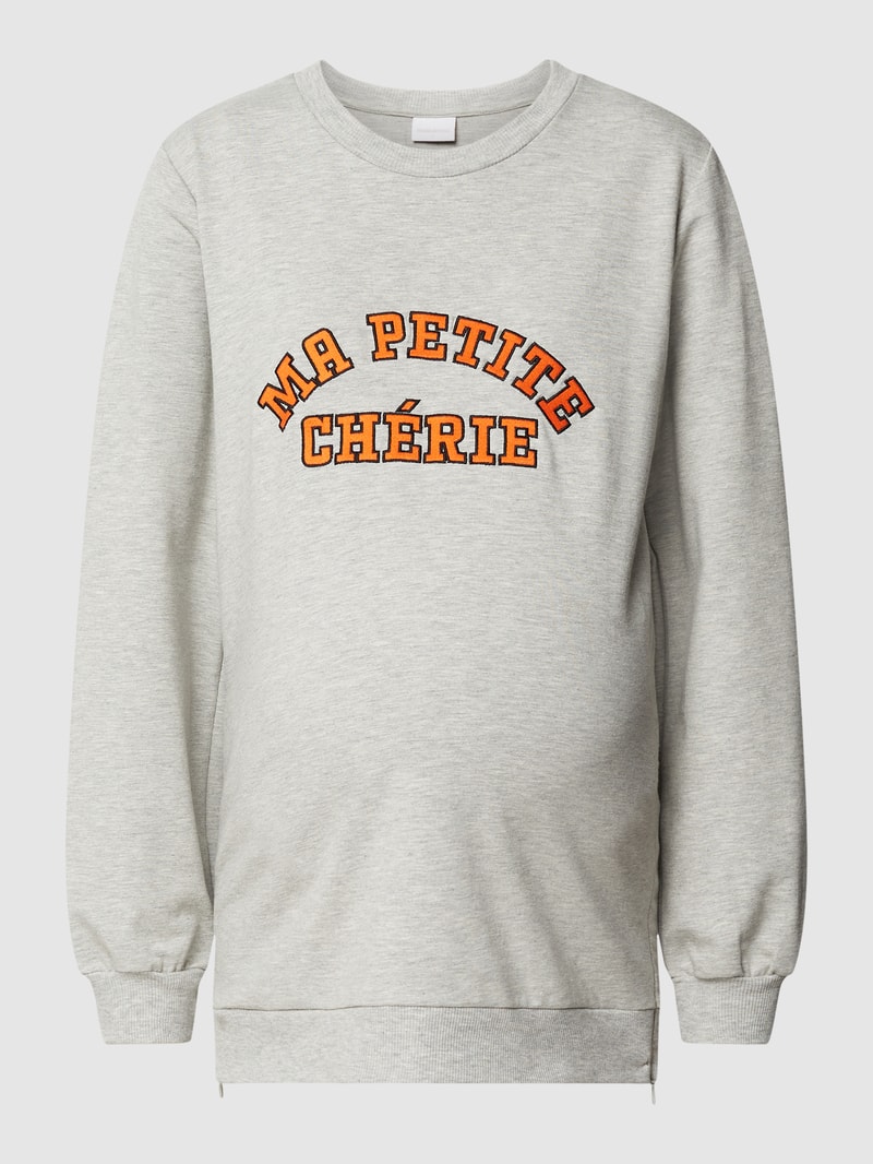 Umstands-Sweatshirt mit Statement-Stitching Modell 'Ulrika' in hellgrau meliert