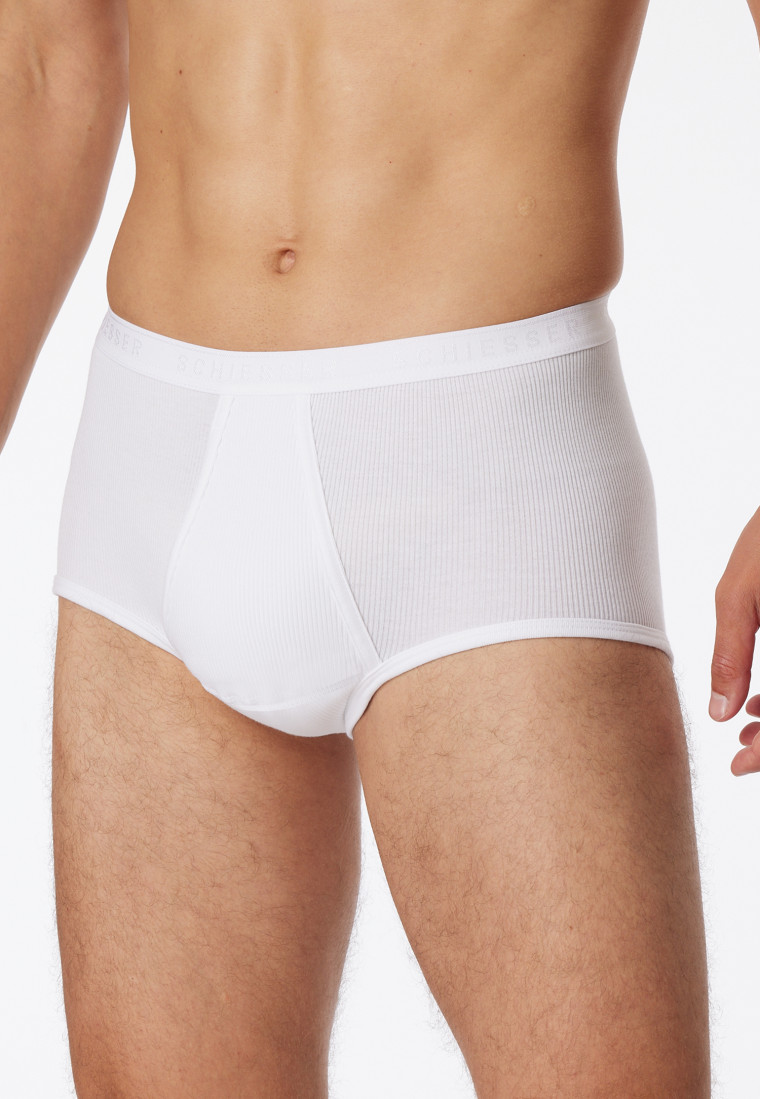 Slip mit Eingriff Doppelripp weiß - Original Classics