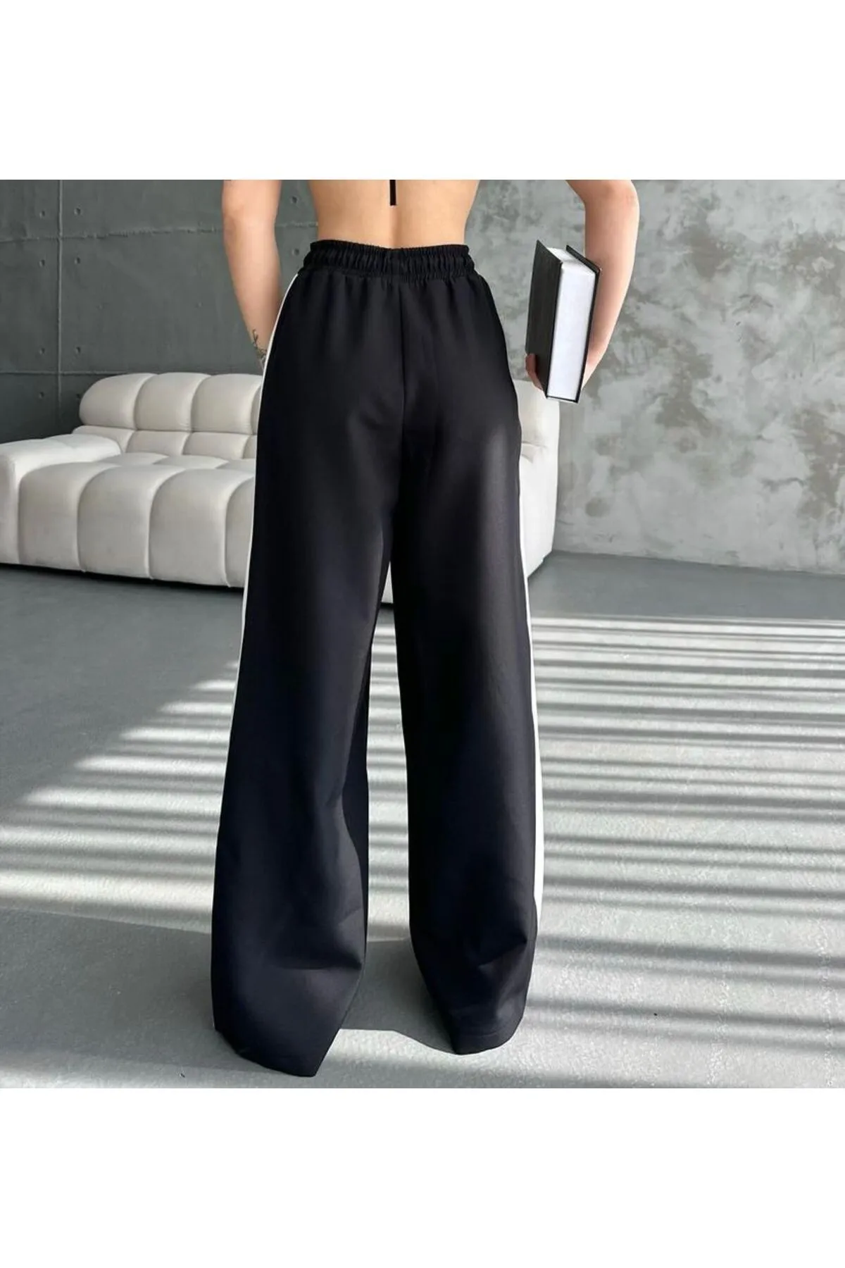 VOLT CLOTHİNG  Damen-Palazzo-Jogginghose mit elastischem Bund und Streifendetail