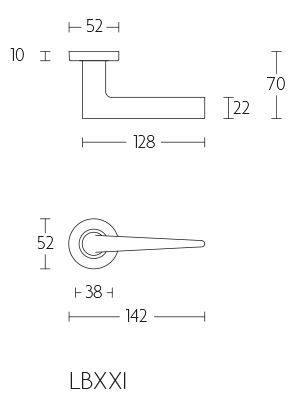 Formani 1501D304NMXX2 BASICS LB21H gefederter Türgriff auf Rosette, matt schwarz, links