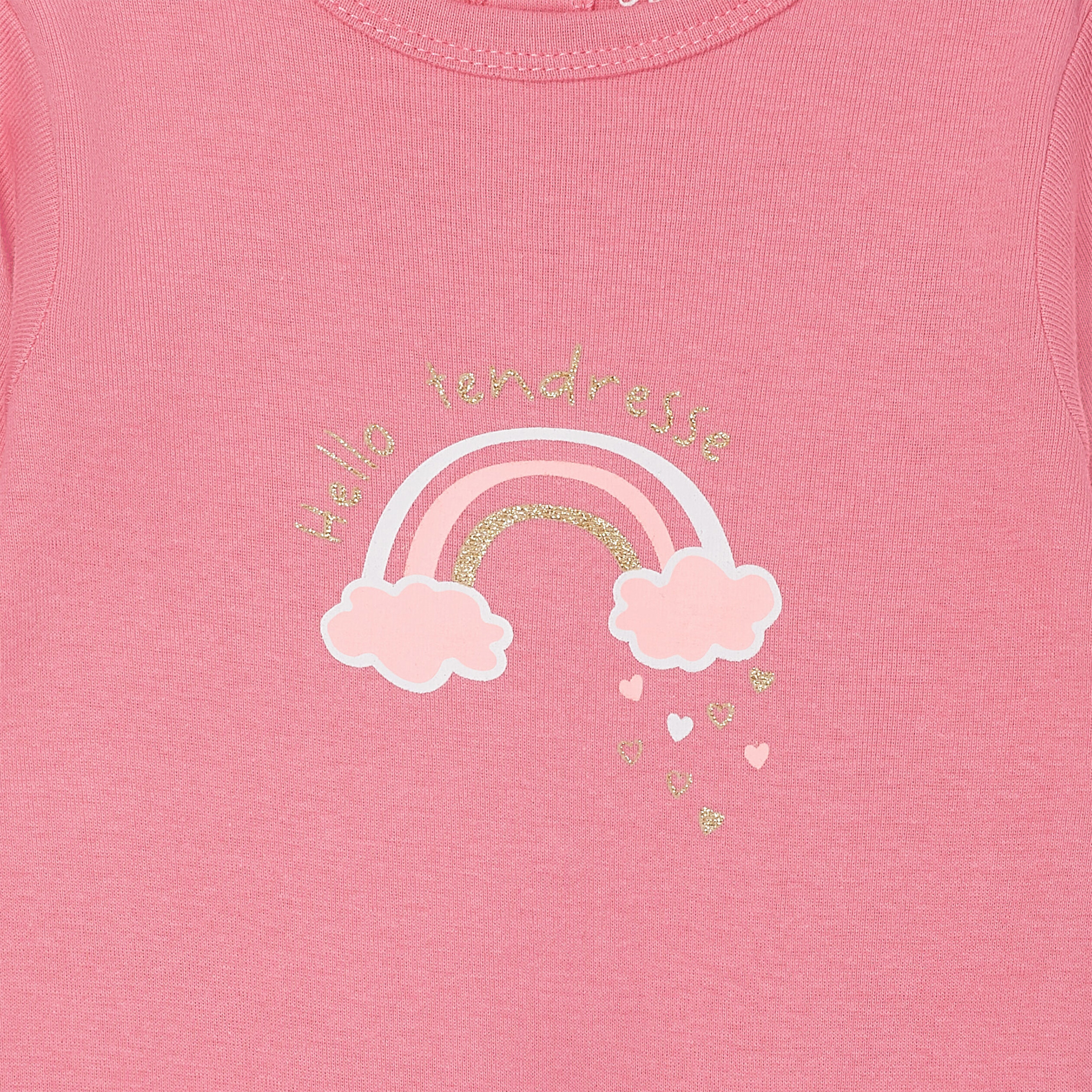 Dors-bien coton manches longues rose fushia bébé fille | La Halle
