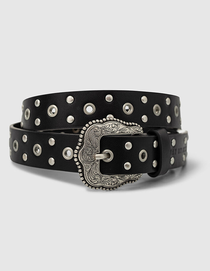 Ceinture noire à clous et rivets fille