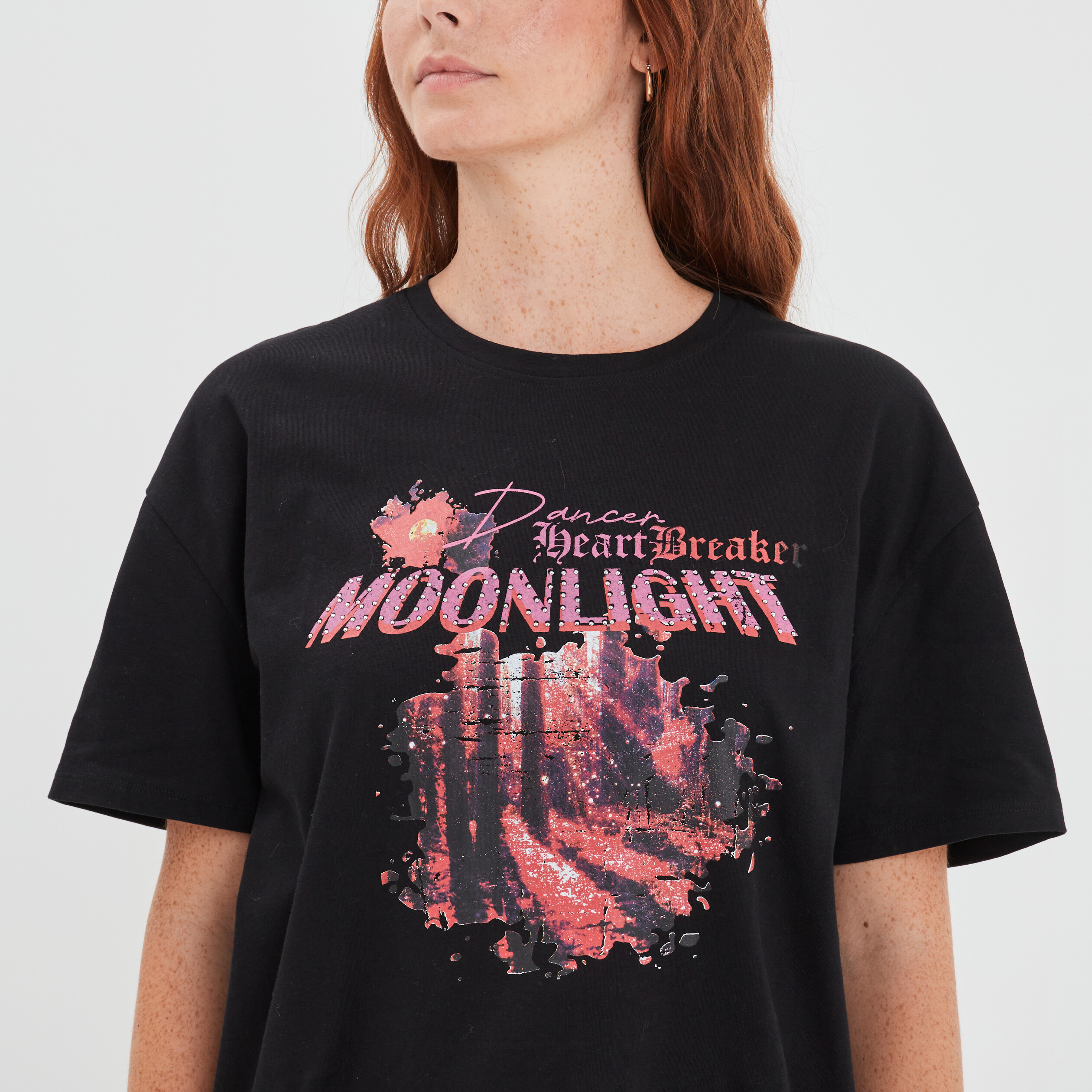 T-shirt à strass manches courtes Liberto noir femme | La Halle