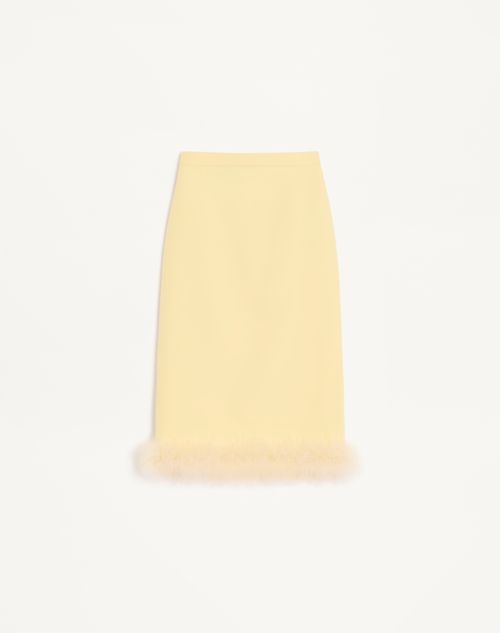 Saia midi de crepe de alta costura com penas