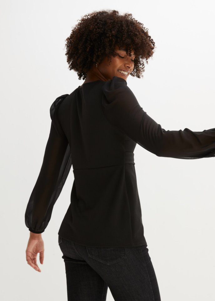 Langarmshirt, Chiffon-Ärmel