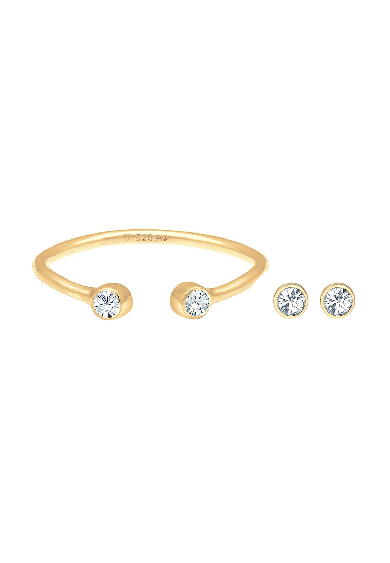 Set di orecchini a lobo aperti solitario da donna Elli con cristalli in argento sterling 925.