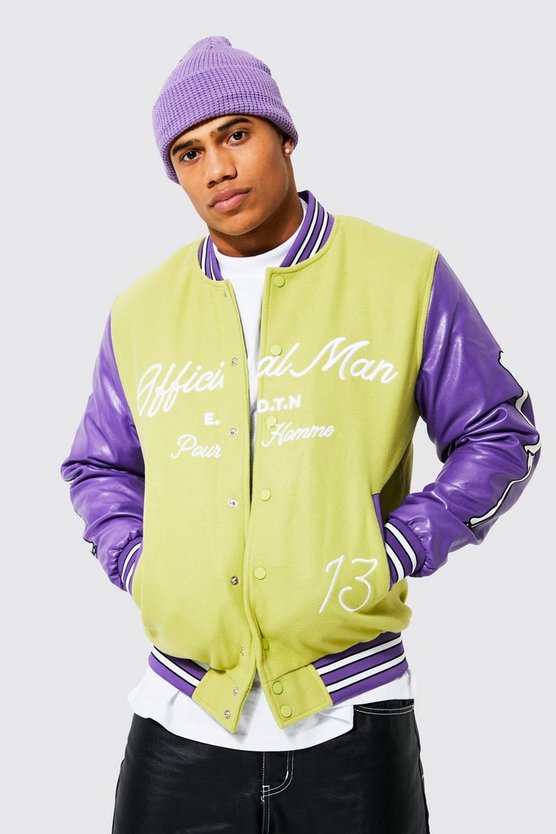 Official Man Collegejacke mit Skelett-Print