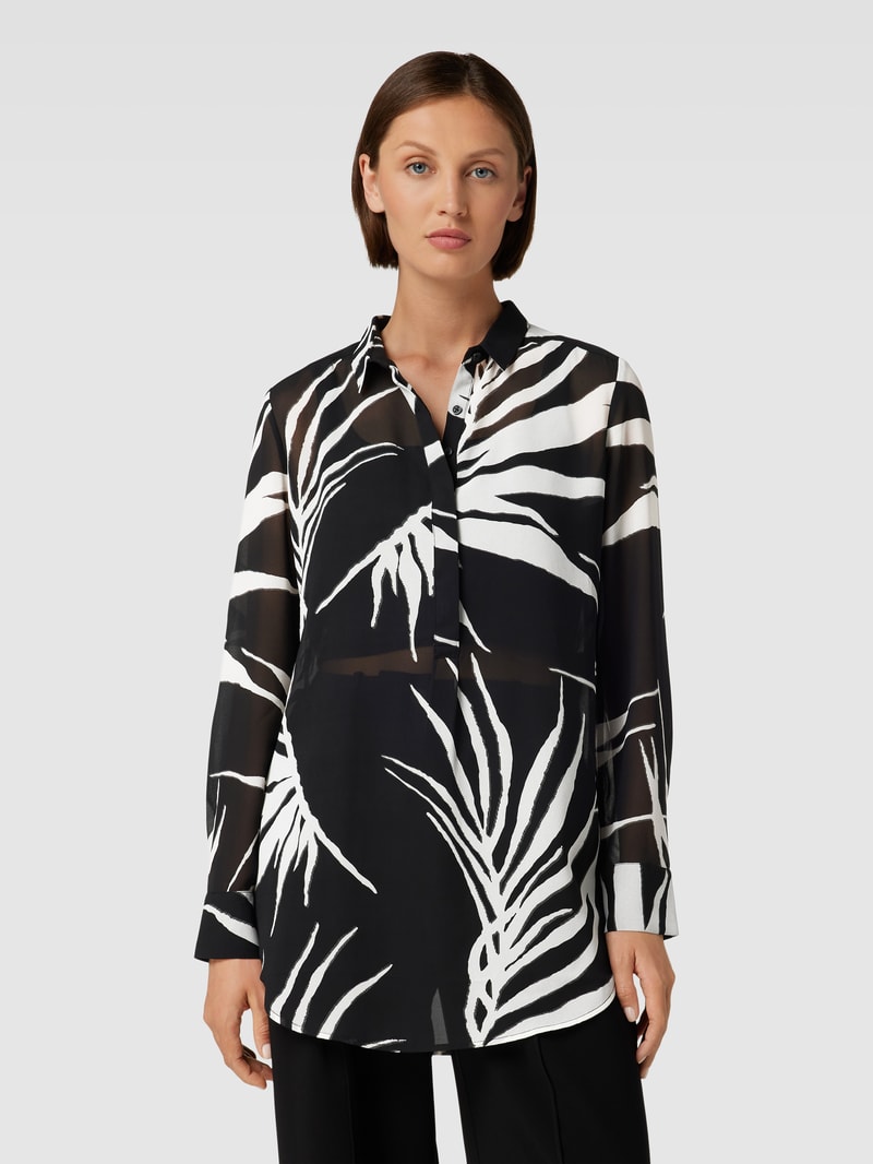 Longbluse mit Knopfleiste in schwarz