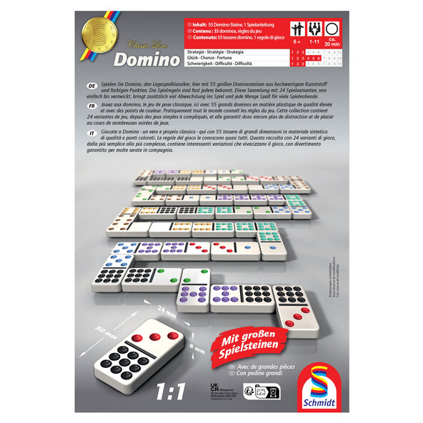 Classic Line, Domino, mit extra großen Spielfiguren