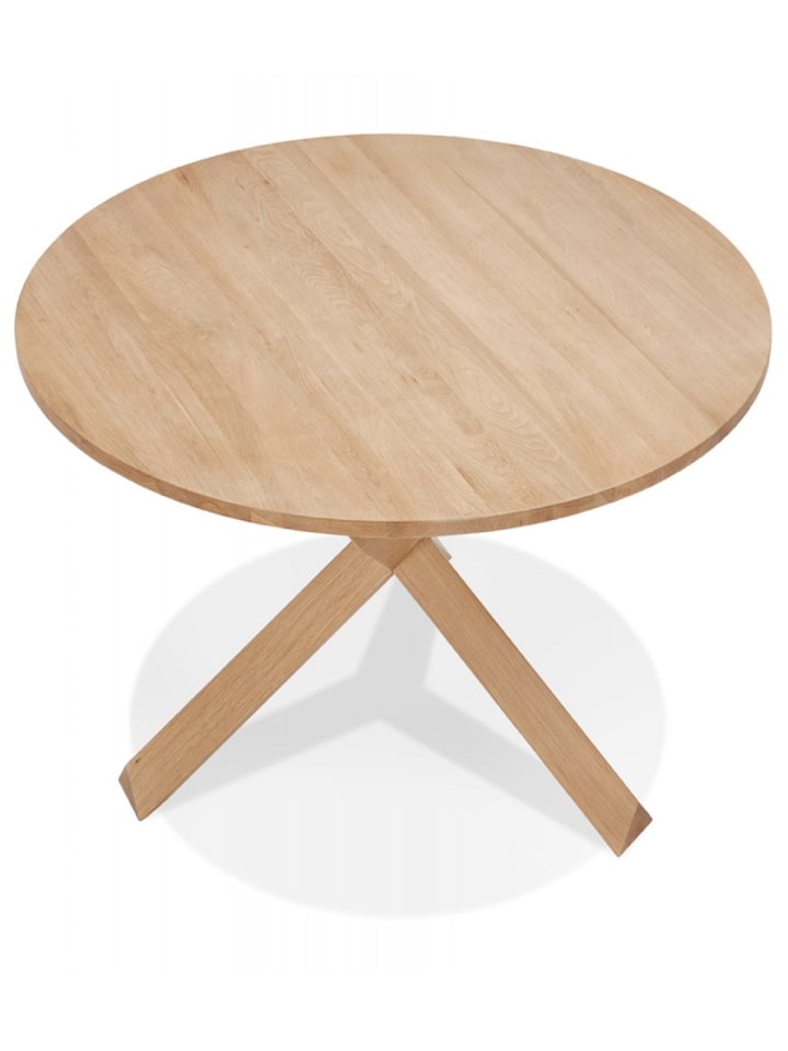 KADIMA DESIGN Runder Esstisch aus Massiveiche mit X-Fuß | Natur Beige in Beige günstig kaufen onesize