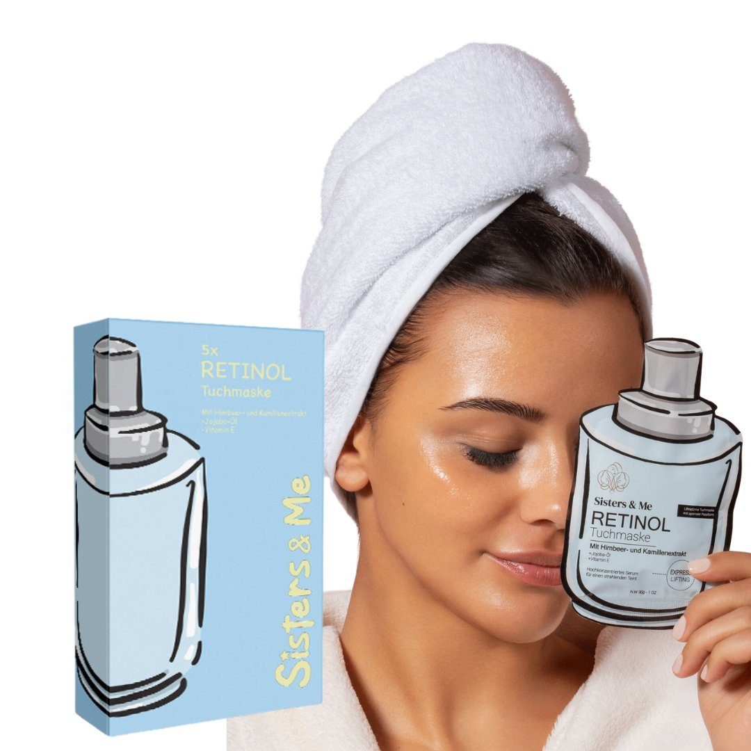 Sisters & Me Gesichtsmaske 5x Sisters & Me Retinol Serum Maske für Gesicht, Anti-Aging, 5-tlg.