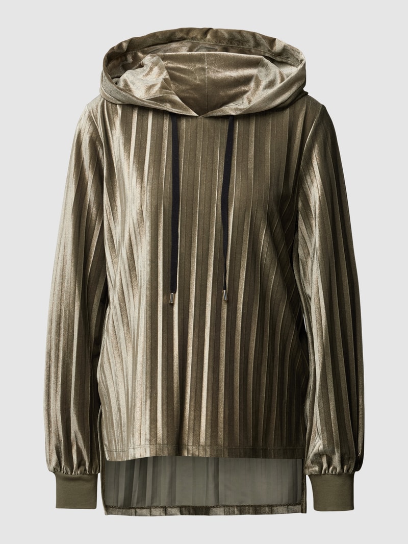 Hoodie mit Plisseefalten in olivgrün