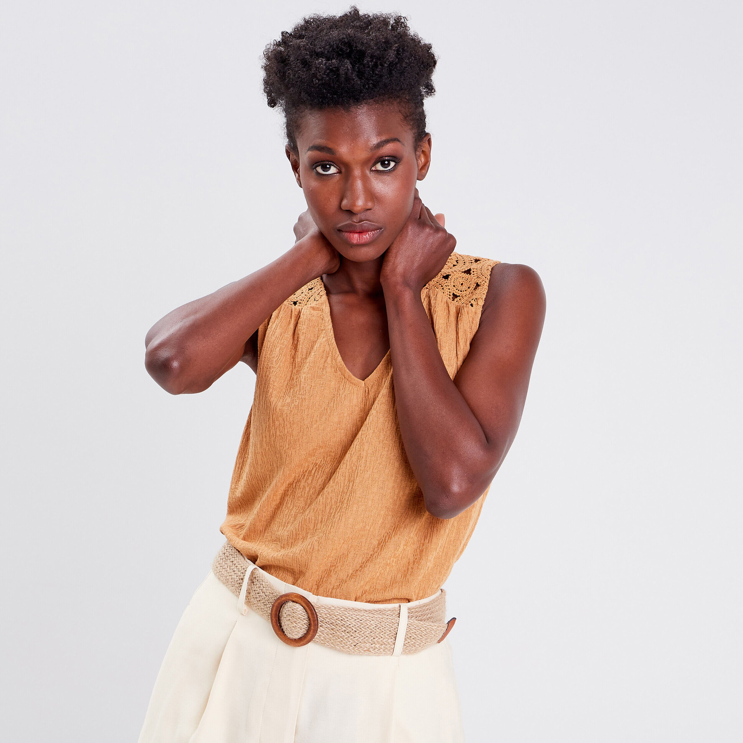 Débardeur bretelles larges beige femme | Cache Cache