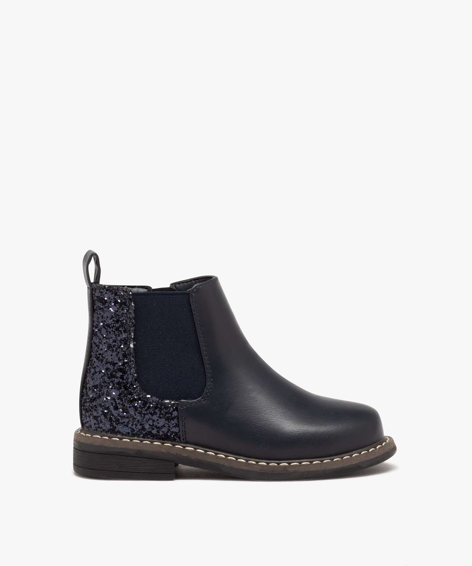 Boots fille style Chelsea à paillettes et à zip marron | GEMO