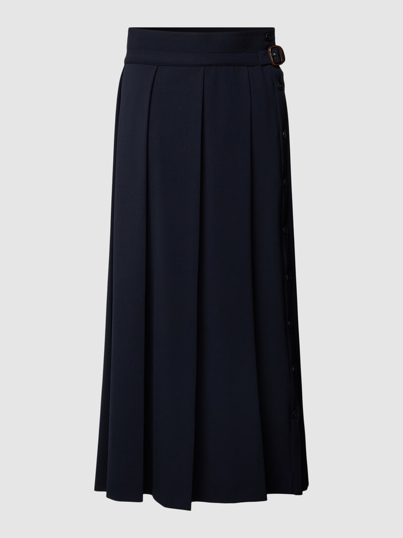 Faltenrock mit Gürtel Modell 'OSIRIDE' in marineblau