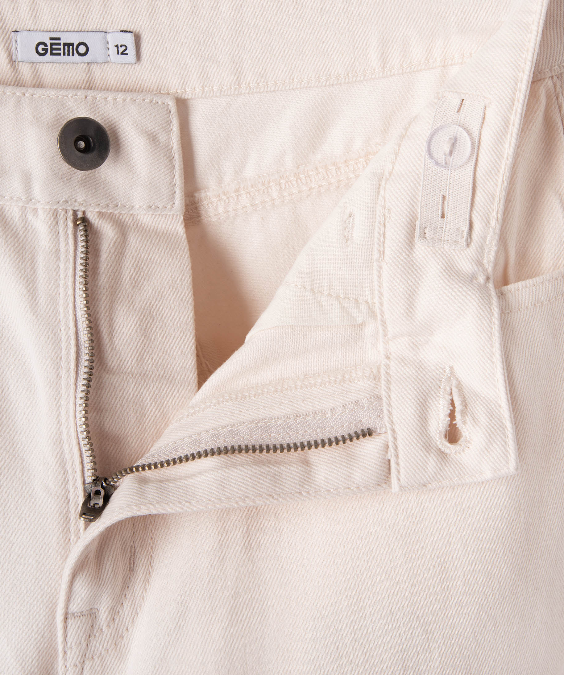 Pantalon en toile coupe large à taille haute fille beige | GEMO