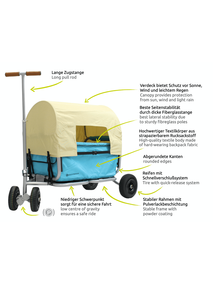 Beachtrekker Beachtrekker LiFe faltbarer Bollerwagen (Himmelblau)   Bremse   Sonnenverdeck günstig kaufen onesize
