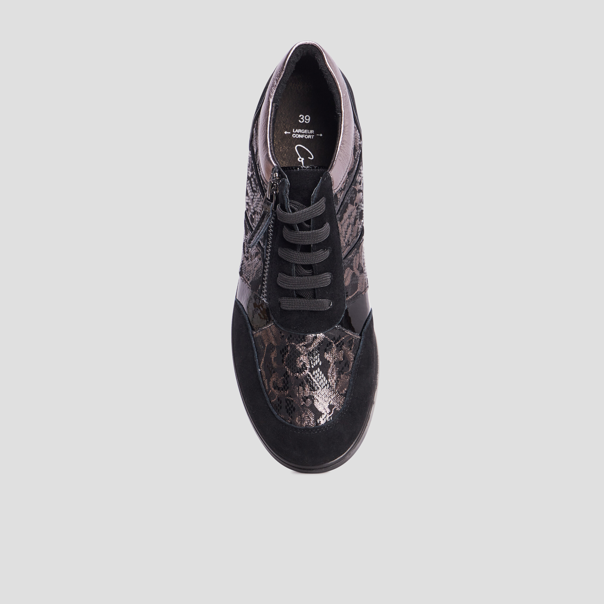 Baskets confort en cuir Confortissimo noir femme | La Halle