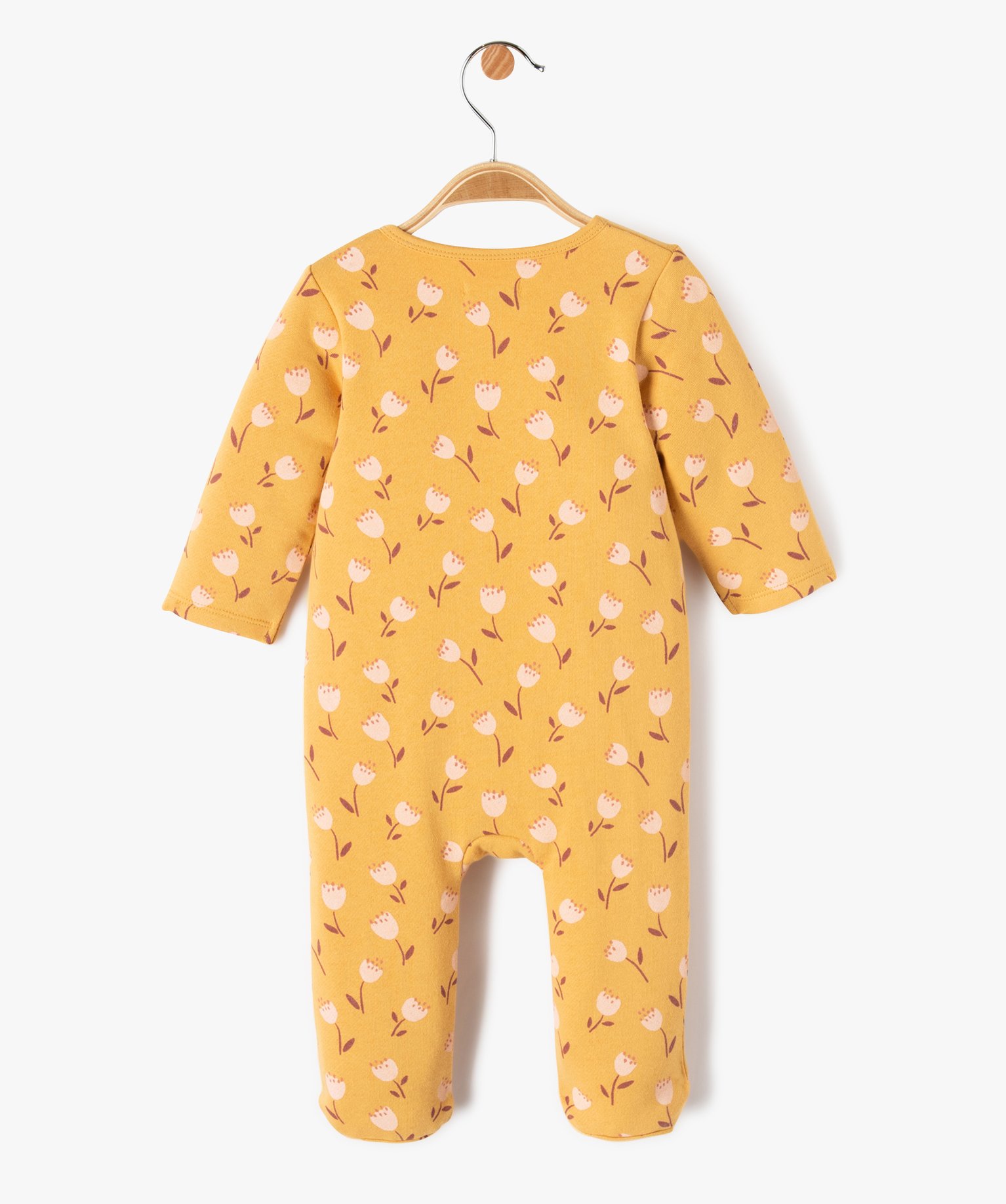 Pyjama en jersey molletonné avec zip ventral bébé jaune | GEMO
