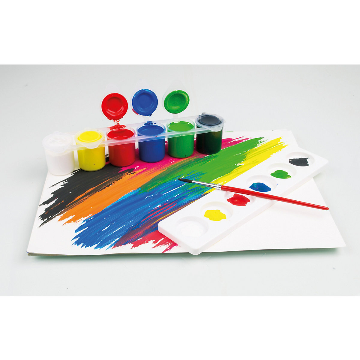 Schulmalfarben, 6 x 25 ml inkl. Mischpalette