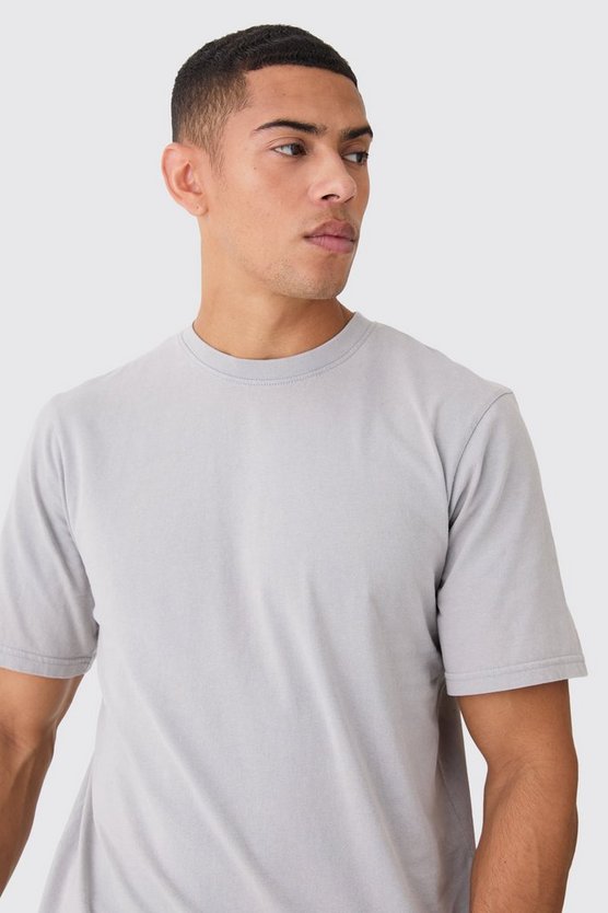 Rundhals T-Shirt mit Acid-Waschung