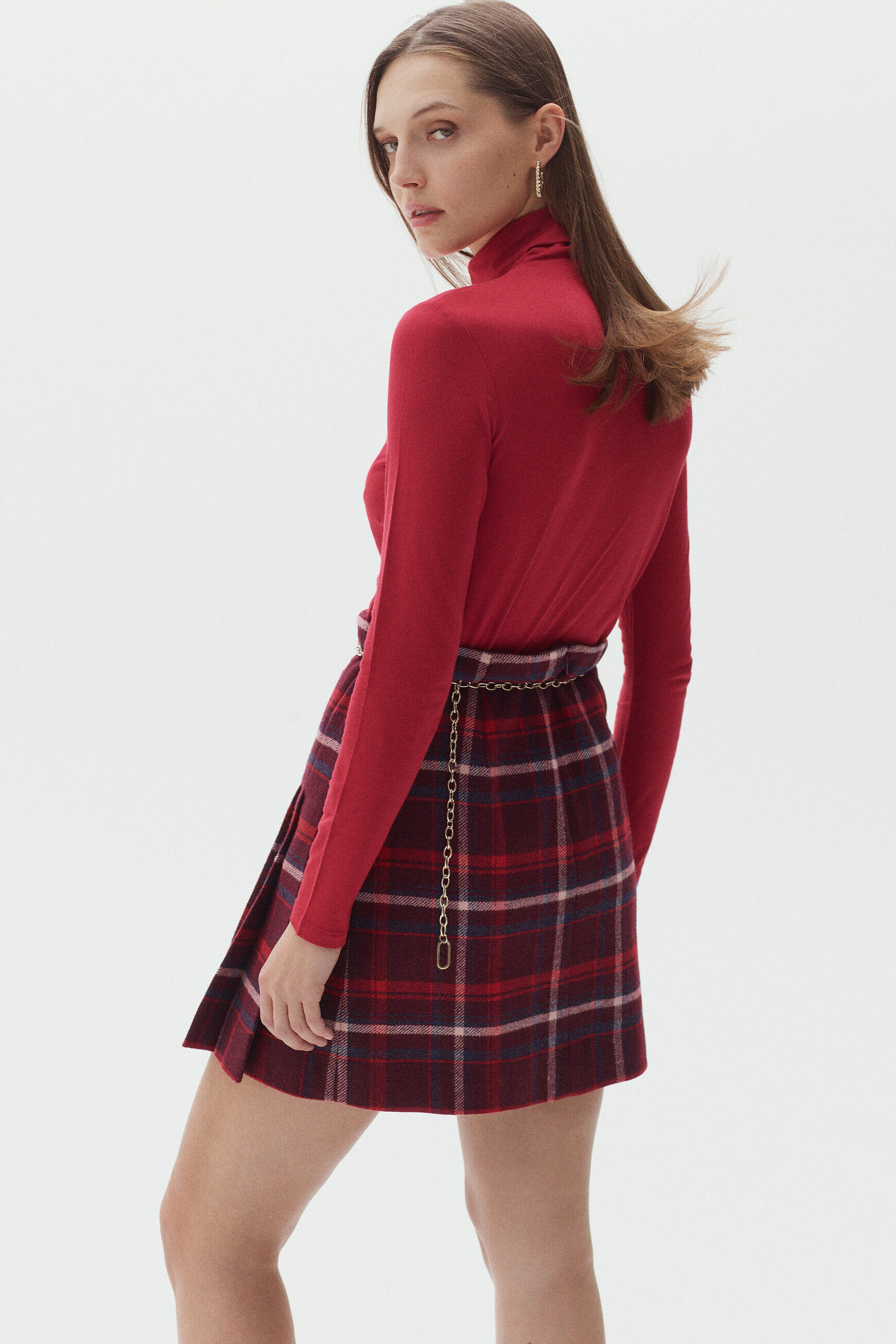 jupe margaret plaid rouge femme