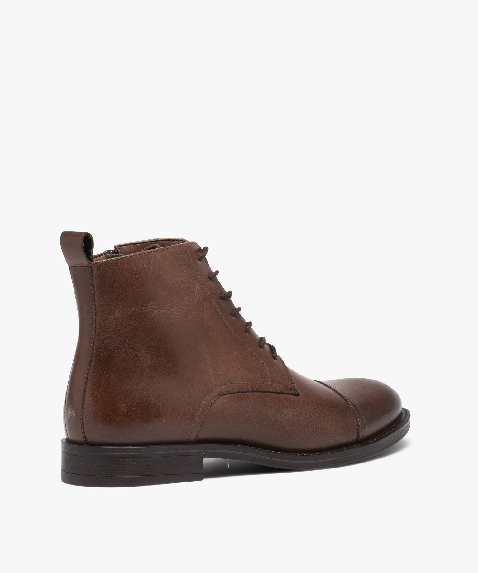 Boots homme dessus en cuir uni à bout surpiqué - Taneo marron | GEMO