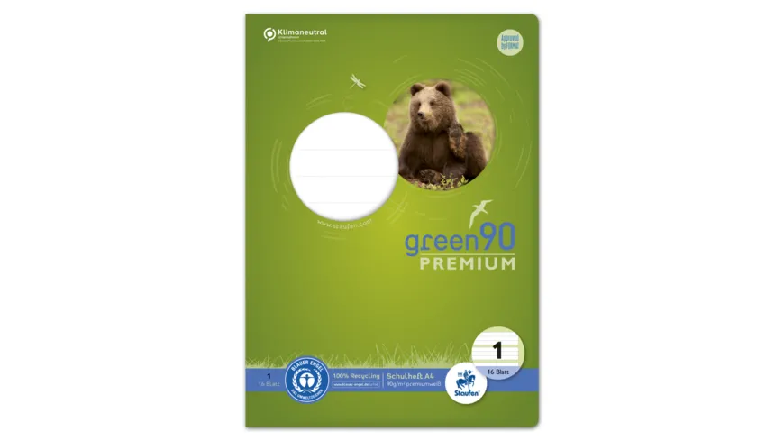Ursus Green Premium Heft A4 16 Blatt Lineatur 1 farbig