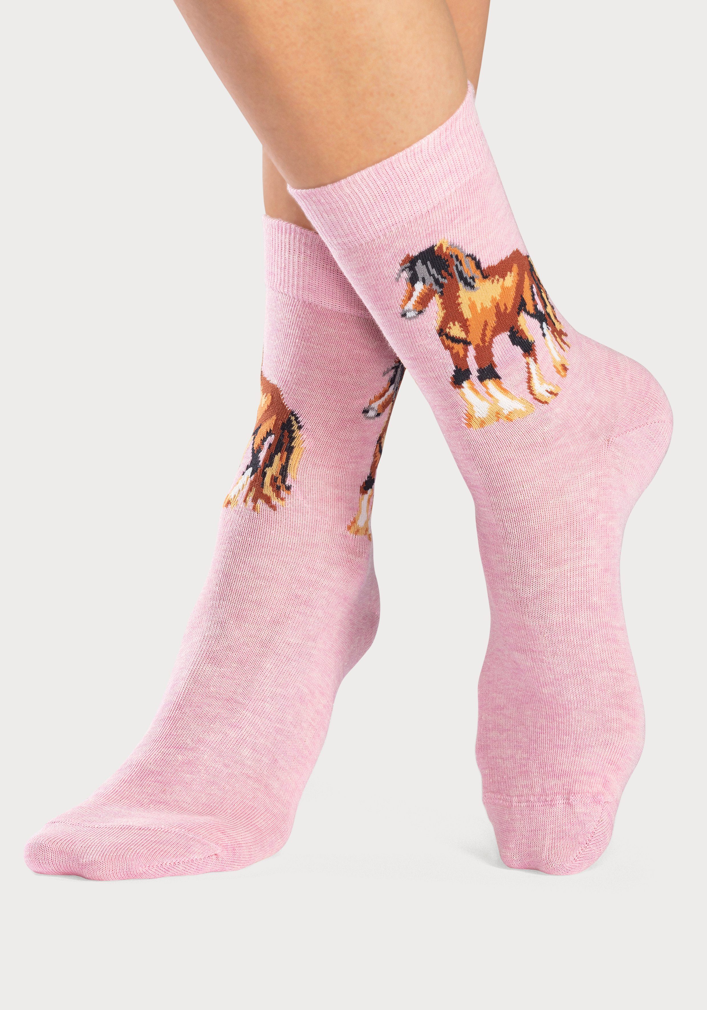 H.I.S Socken (5-Paar) Mit unterschiedlichen Pferdemotiven