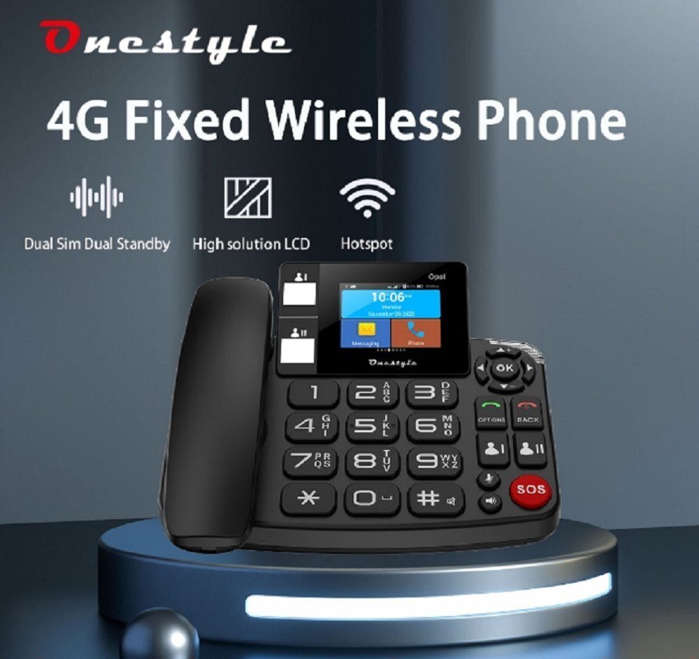 Onestyle Opal Tischtelefon mit WiFi, Dual-SIM für Senioren geeignet Großtastentelefon (Wi-Fi)