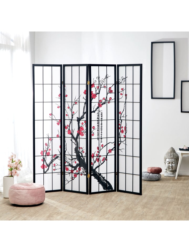 Homestyle4u 4-tlg. Paravent in Schwarz 176x179 günstig kaufen onesize