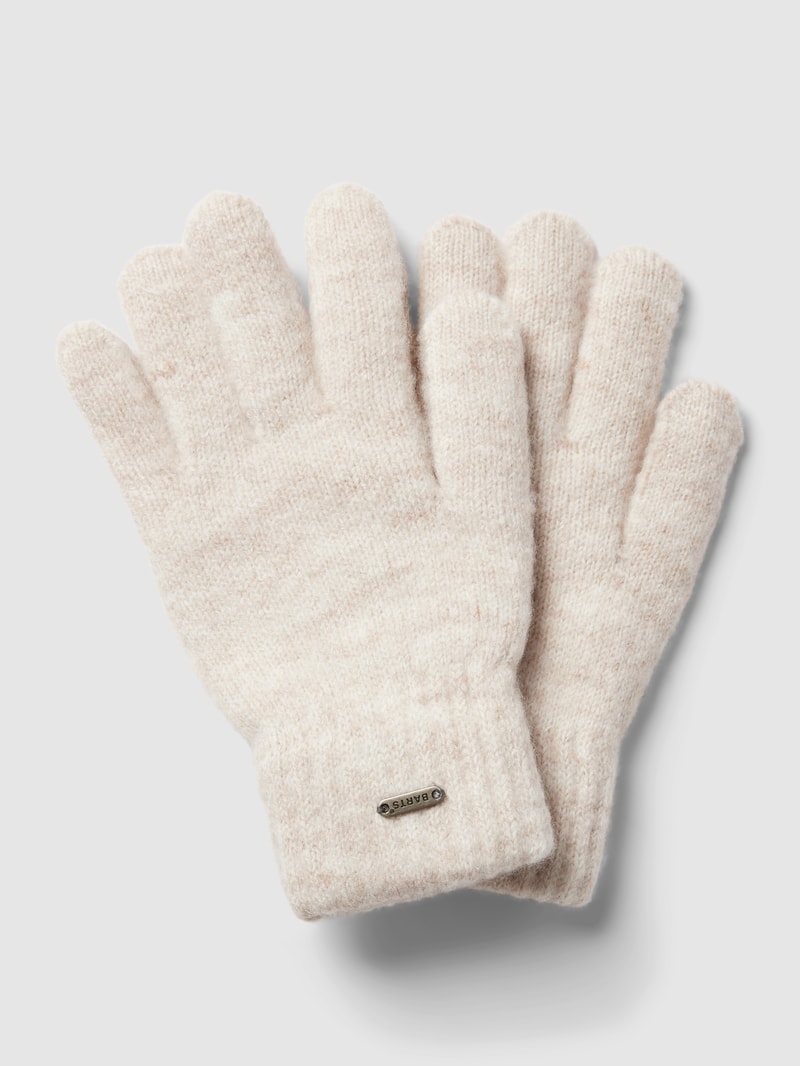 Handschuhe mit Label-Applikation Modell 'Shae' in beige